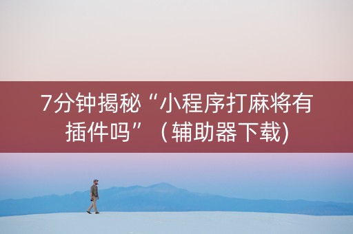 7分钟揭秘“小程序打麻将有插件吗”（辅助器下载)
