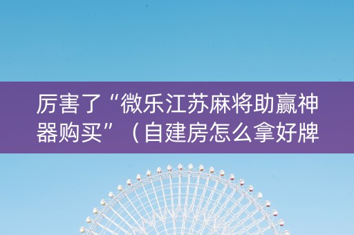 厉害了“微乐江苏麻将助赢神器购买”（自建房怎么拿好牌)