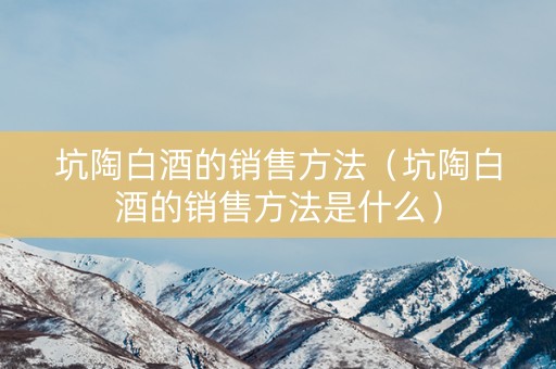 坑陶白酒的销售方法（坑陶白酒的销售方法是什么）