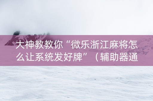 大神教教你“微乐浙江麻将怎么让系统发好牌”（辅助器通用版)