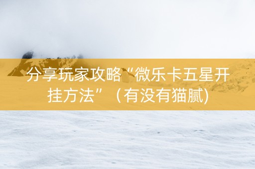 分享玩家攻略“微乐卡五星开挂方法”（有没有猫腻)
