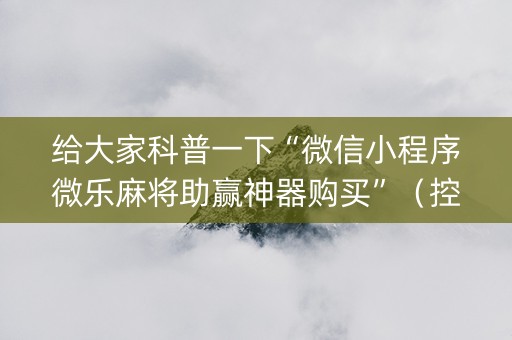 给大家科普一下“微信小程序微乐麻将助赢神器购买”（控牌神器)