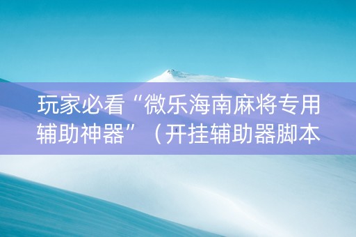 玩家必看“微乐海南麻将专用辅助神器”（开挂辅助器脚本)