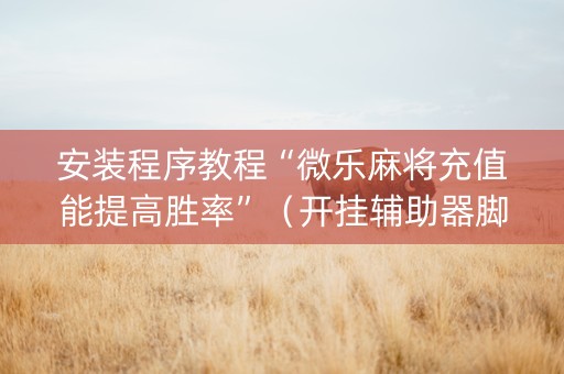 安装程序教程“微乐麻将充值能提高胜率”（开挂辅助器脚本)