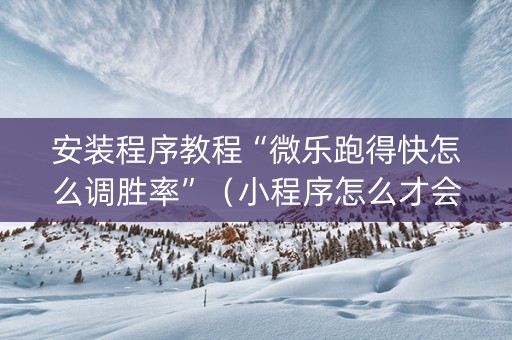 安装程序教程“微乐跑得快怎么调胜率”（小程序怎么才会赢)