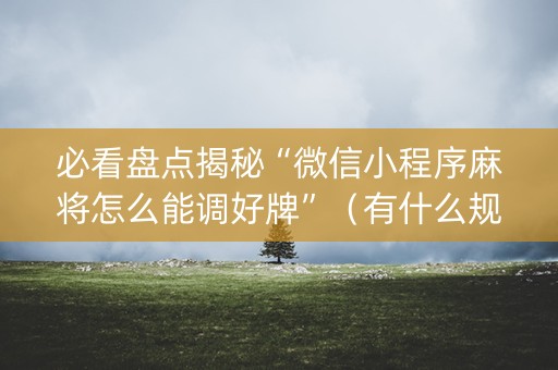 必看盘点揭秘“微信小程序麻将怎么能调好牌”（有什么规律)