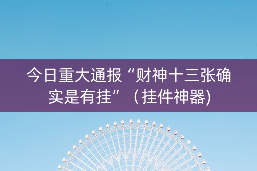 今日重大通报“财神十三张确实是有挂”（挂件神器)
