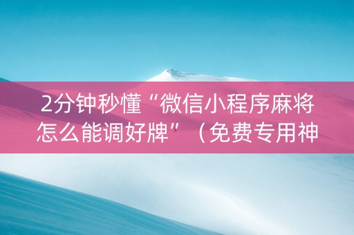 2分钟秒懂“微信小程序麻将怎么能调好牌”（免费专用神器)