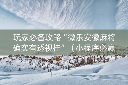 玩家必备攻略“微乐安徽麻将确实有透视挂”（小程序必赢神器)