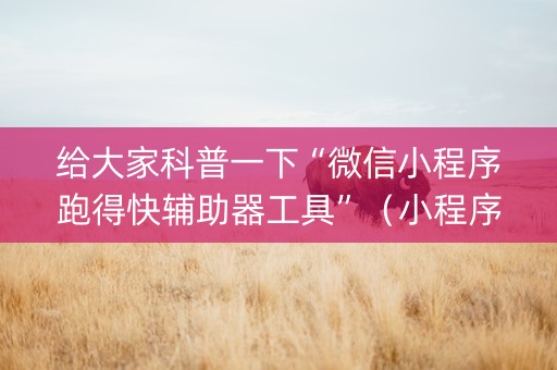 给大家科普一下“微信小程序跑得快辅助器工具”（小程序必赢神器)