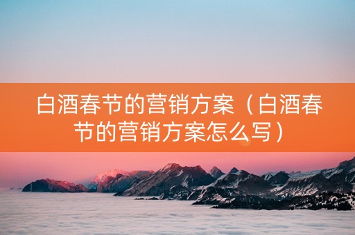 白酒春节的营销方案（白酒春节的营销方案怎么写）