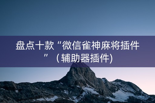 盘点十款“微信雀神麻将插件”（辅助器插件)