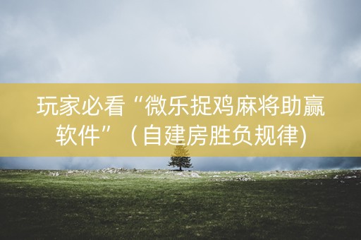 玩家必看“微乐捉鸡麻将助赢软件”（自建房胜负规律)