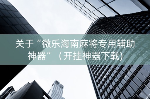 关于“微乐海南麻将专用辅助神器”（开挂神器下载)