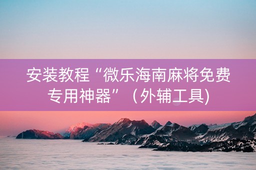 安装教程“微乐海南麻将免费专用神器”（外辅工具)