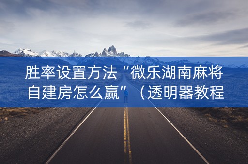 胜率设置方法“微乐湖南麻将自建房怎么赢”（透明器教程)