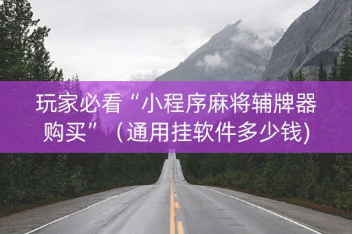 玩家必看“小程序麻将辅牌器购买”（通用挂软件多少钱)