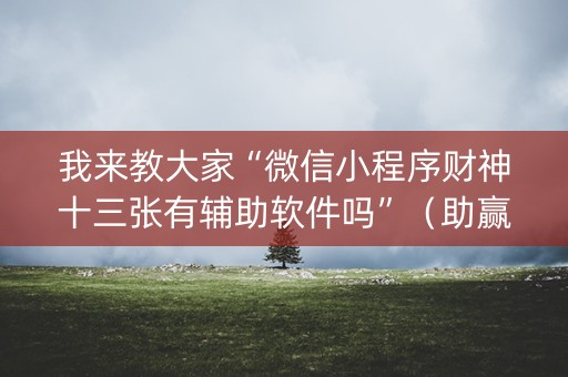 我来教大家“微信小程序财神十三张有辅助软件吗”（助赢神器购买)