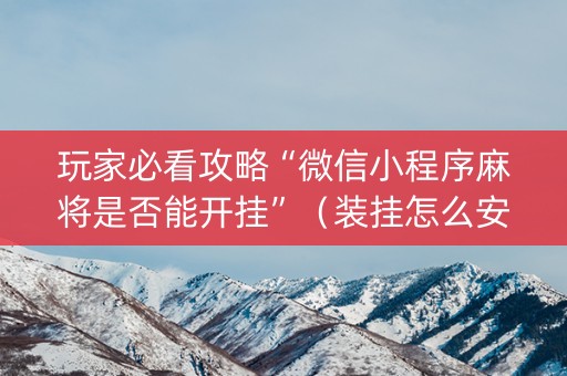 玩家必看攻略“微信小程序麻将是否能开挂”（装挂怎么安装)