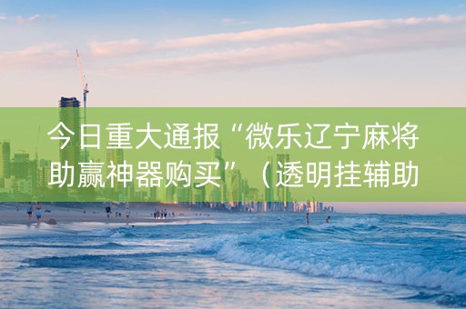 今日重大通报“微乐辽宁麻将助赢神器购买”（透明挂辅助器)