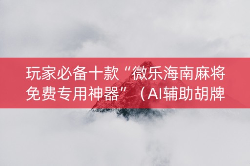 玩家必备十款“微乐海南麻将免费专用神器”（AI辅助胡牌规则)