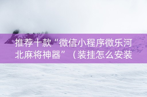 推荐十款“微信小程序微乐河北麻将神器”（装挂怎么安装)