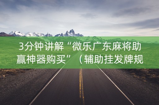 3分钟讲解“微乐广东麻将助赢神器购买”（辅助挂发牌规律)