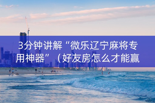 3分钟讲解“微乐辽宁麻将专用神器”（好友房怎么才能赢)