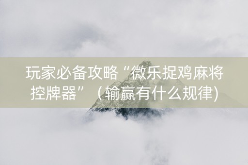 玩家必备攻略“微乐捉鸡麻将控牌器”（输赢有什么规律)