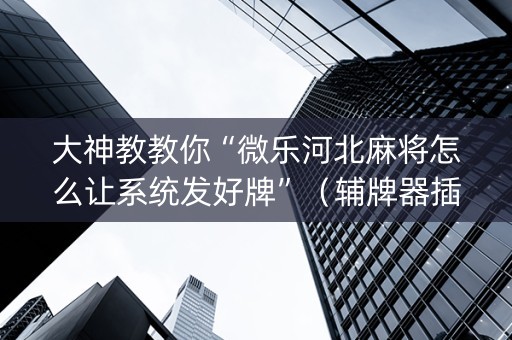 大神教教你“微乐河北麻将怎么让系统发好牌”（辅牌器插件购买)