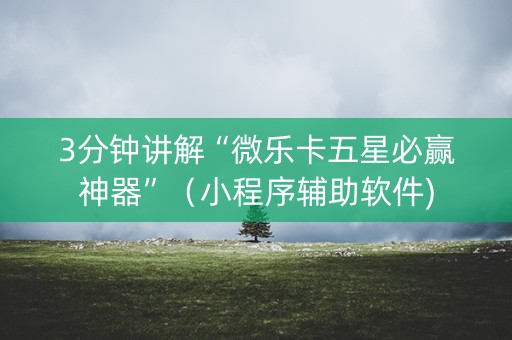 3分钟讲解“微乐卡五星必赢神器”（小程序辅助软件)