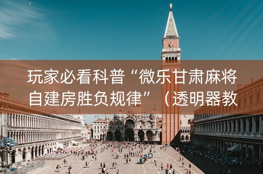 玩家必看科普“微乐甘肃麻将自建房胜负规律”（透明器教程)