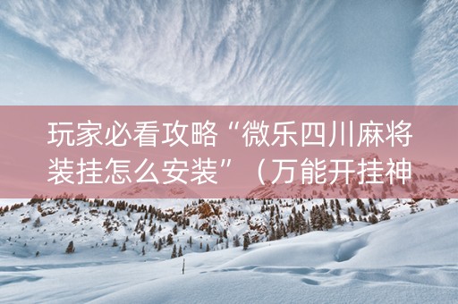 玩家必看攻略“微乐四川麻将装挂怎么安装”（万能开挂神器)