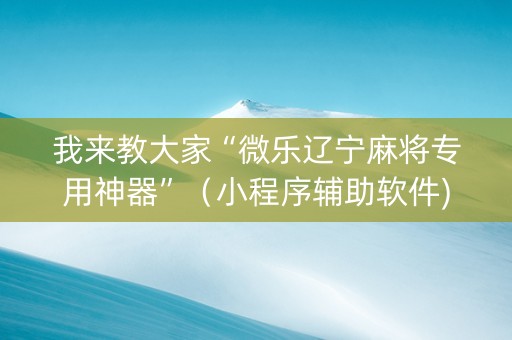 我来教大家“微乐辽宁麻将专用神器”（小程序辅助软件)