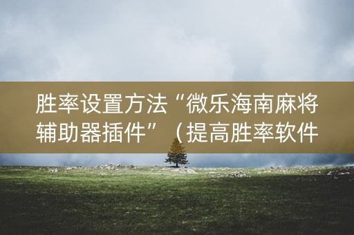胜率设置方法“微乐海南麻将辅助器插件”（提高胜率软件)