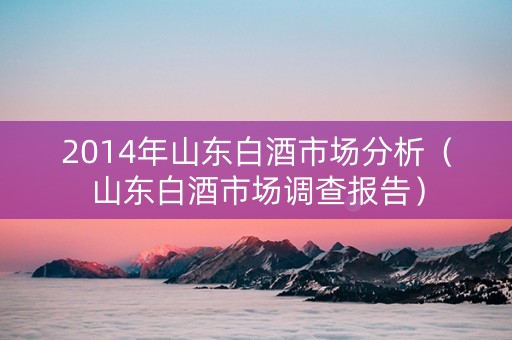 2014年山东白酒市场分析（山东白酒市场调查报告）