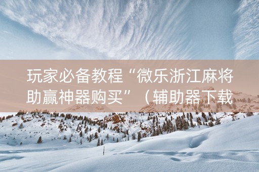 玩家必备教程“微乐浙江麻将助赢神器购买”（辅助器下载)
