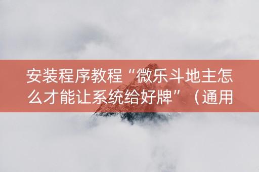 安装程序教程“微乐斗地主怎么才能让系统给好牌”（通用挂软件多少钱)