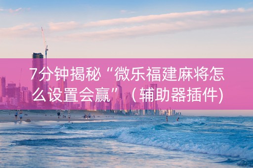 7分钟揭秘“微乐福建麻将怎么设置会赢”（辅助器插件)