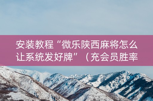 安装教程“微乐陕西麻将怎么让系统发好牌”（充会员胜率高)