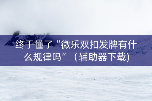 终于懂了“微乐双扣发牌有什么规律吗”（辅助器下载)