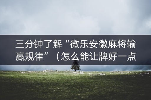 三分钟了解“微乐安徽麻将输赢规律”（怎么能让牌好一点)