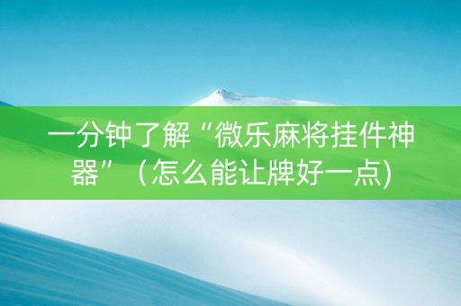 一分钟了解“微乐麻将挂件神器”（怎么能让牌好一点)