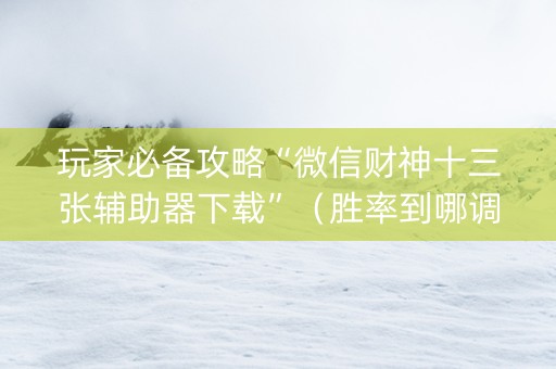 玩家必备攻略“微信财神十三张辅助器下载”（胜率到哪调)