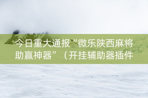 今日重大通报“微乐陕西麻将助赢神器”（开挂辅助器插件)
