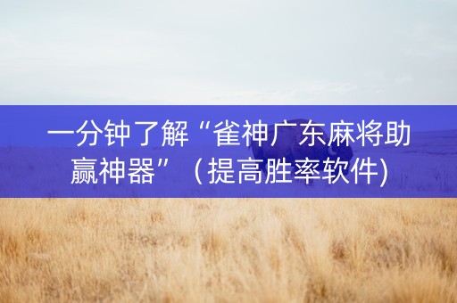 一分钟了解“雀神广东麻将助赢神器”（提高胜率软件)