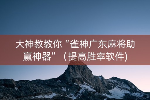 大神教教你“雀神广东麻将助赢神器”（提高胜率软件)