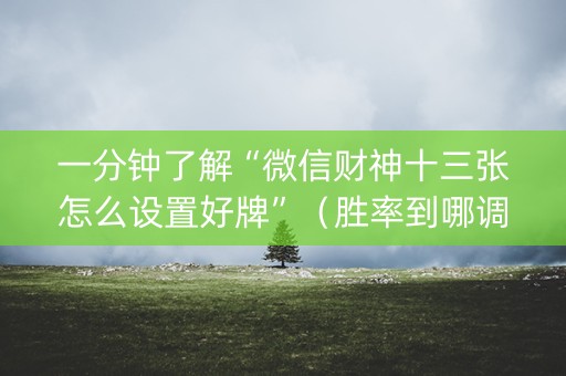 一分钟了解“微信财神十三张怎么设置好牌”（胜率到哪调)