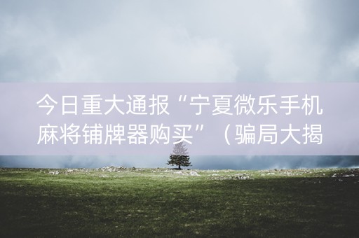 今日重大通报“宁夏微乐手机麻将铺牌器购买”（骗局大揭秘)
