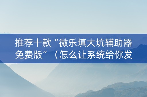 推荐十款“微乐填大坑辅助器免费版”（怎么让系统给你发好牌)
